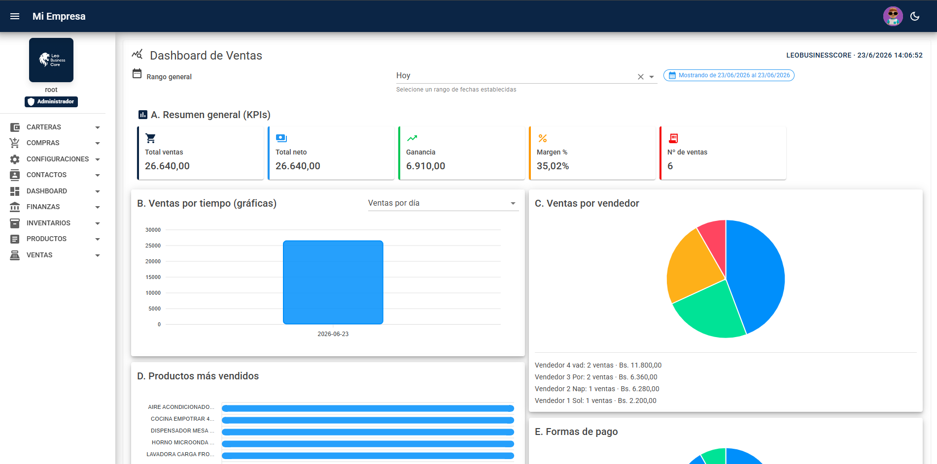 Captura de pantalla de LeoBusinessCore en escritorio 1