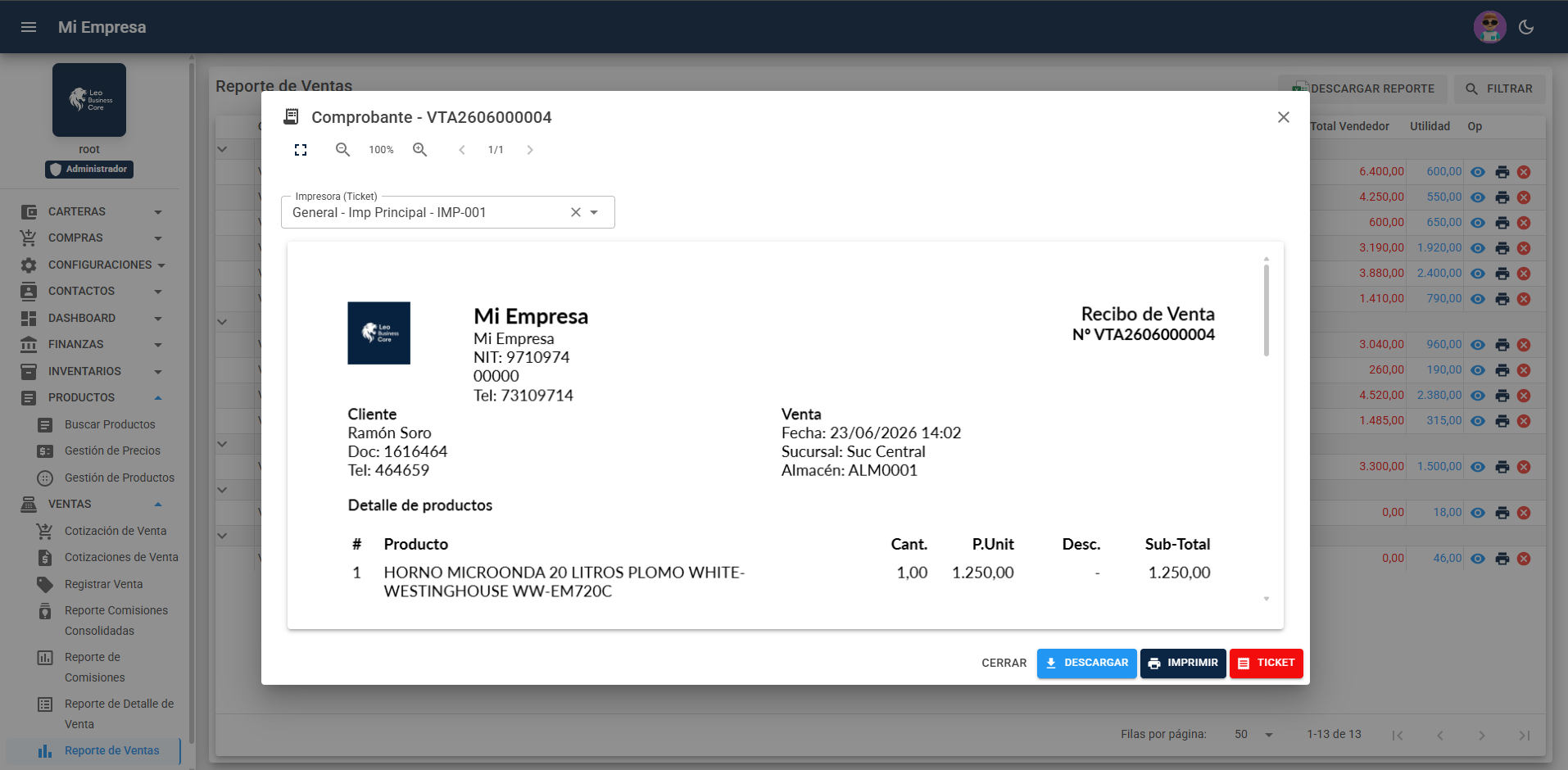 Captura de pantalla de LeoBusinessCore en escritorio 5